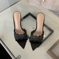 Embroidered Stiletto High Heeled Sandals