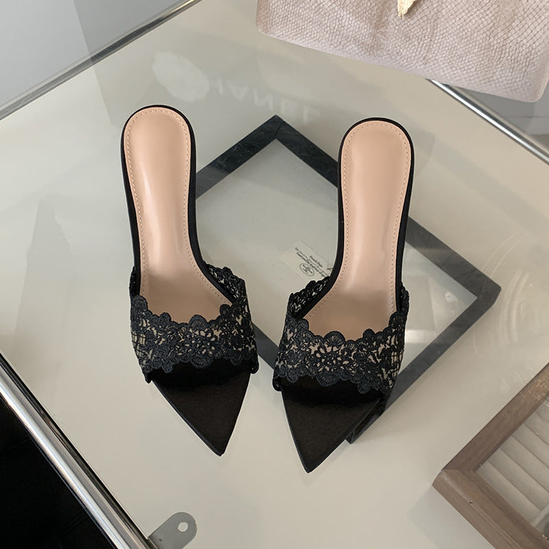 Embroidered Stiletto High Heeled Sandals
