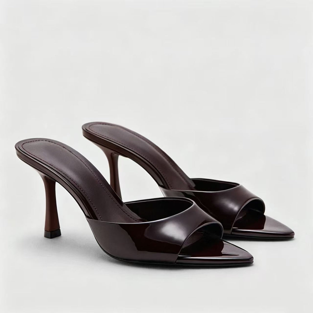 Patent Leather Mule High-Heel Sandals