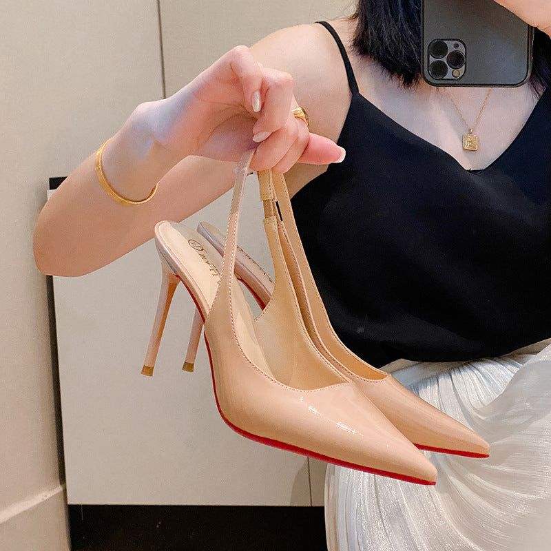 Toe shallow patent leather back air sandals