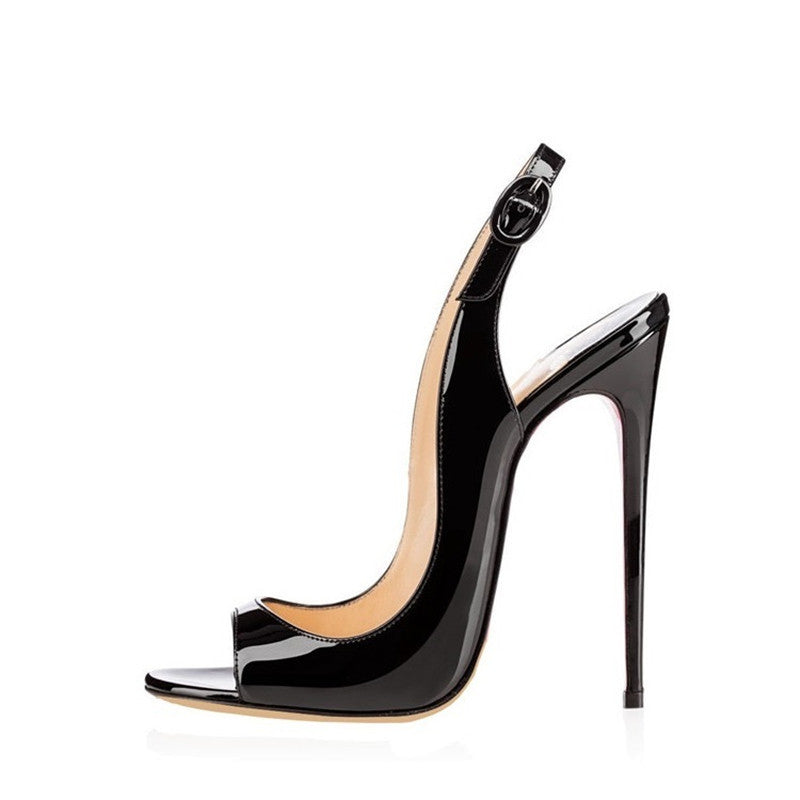 Red bottom back straps stiletto heels