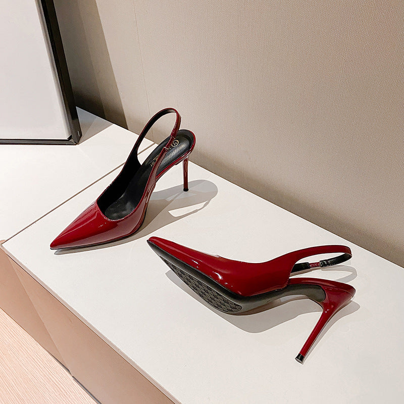 Toe shallow patent leather back air sandals