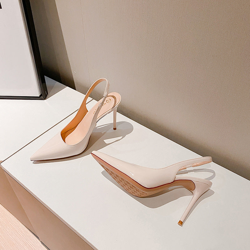 Toe shallow patent leather back air sandals