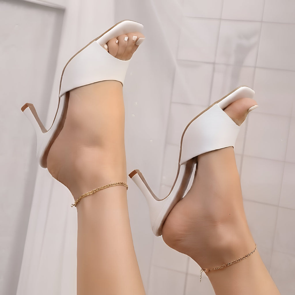 Open-toe high-heel stiletto slippers
