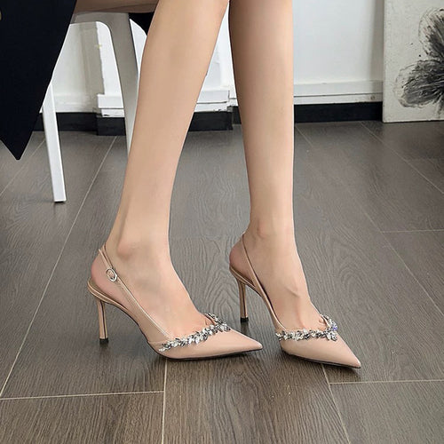 French Nude Rhinestone Stiletto Heels